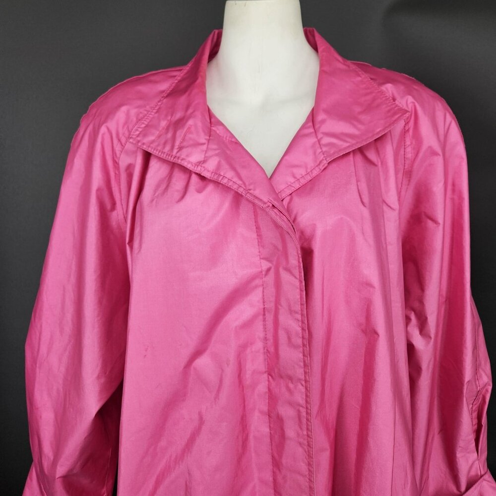 Vintage Trench Long Rain Jacket Coat Womens 12 Pink Rubberized Belted 80s Formal - Picture 2 of 16